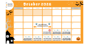 QHSE Aberdeen Q4 2026 ISO training calendar showing October, November and December courses